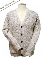 The Grandfather Cardigan - Natural White with Fleck