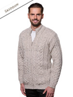 Men's Aran Zip Cable Knit Cardigan - Skiddaw