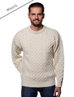 Heavyweight Mens Irish Wool Sweater - White
