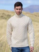 Mens Wool Turtleneck Sweater - Natural White