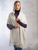 Hooded Scarf Shawl - Natural White