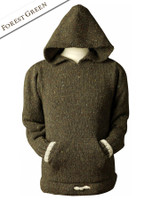 Wool Hoodie with Pouch Pocket - Forest Green