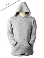 Wool Hoodie with Pouch Pocket - Grey