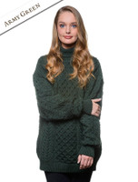 Women's Oversized Merino Turtleneck Sweater - Army Green