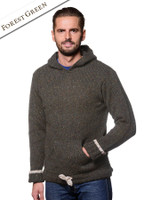 Men's Wool Hoodie with Pouch Pocket - Forest Green