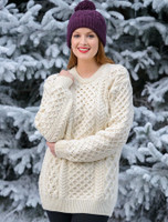 Heavyweight Merino Wool Aran Sweater - Natural White