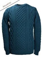 Heavyweight Merino Wool Aran Sweater - Atlantic