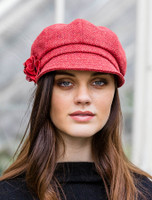 Ladies Tweed Newsboy Hat - Red