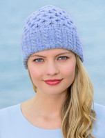 Women's Wool Cashmere Aran Honeycomb Hat - Sky Blue