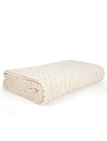 Wool Cashmere Aran Throw - White