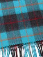 Fine Merino Plaid Scarf - Turquoise Grey