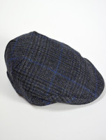Trinity Tweed Flat Cap - Charcoal with Blue