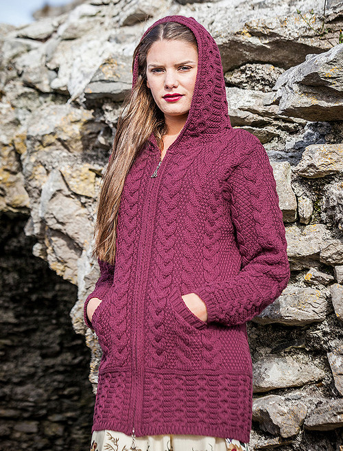 Hooded Coatigan with Celtic Knot Zipper Pull