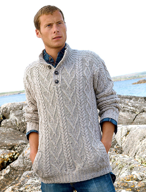Buttoned Merino Wool Sweater - Oatmeal
