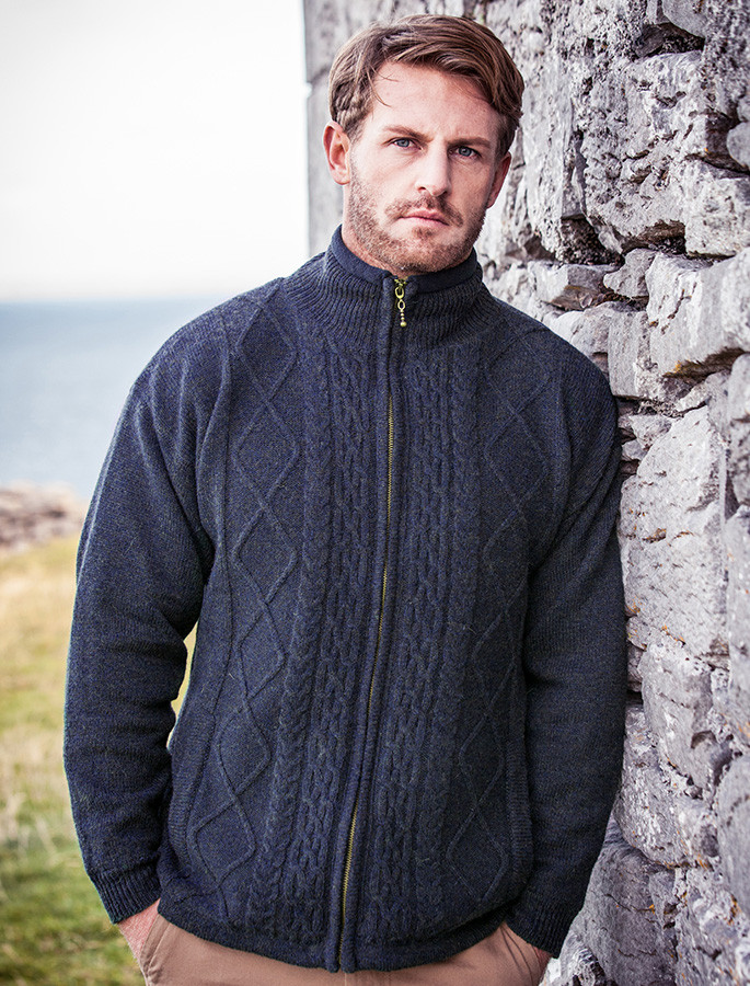 Windproof aran wool jacket, wool jackets men | Clan Arans