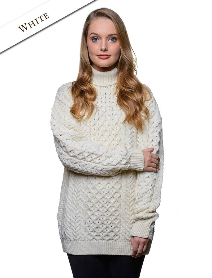 Women's Oversized Merino Turtleneck Sweater - Natural White