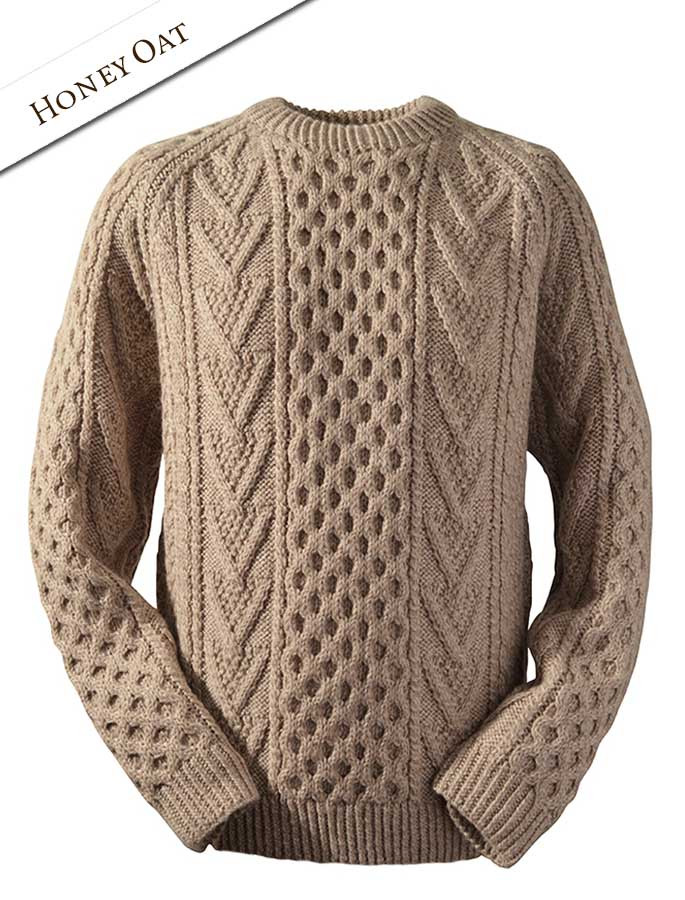 Aran sweater, Hand knit wool honeycomb sweater | Clan Arans