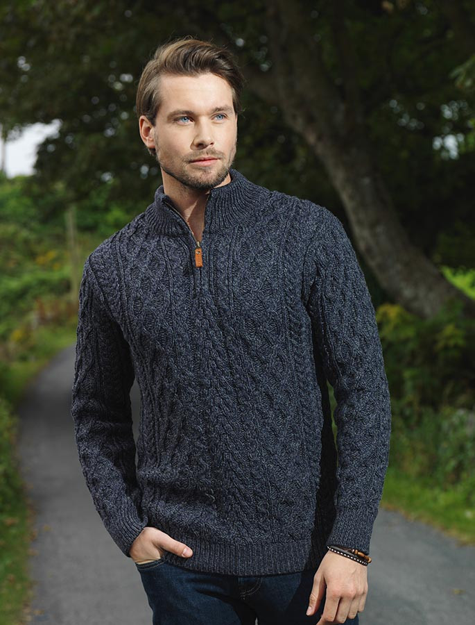 Zip-Neck Aran Sweater