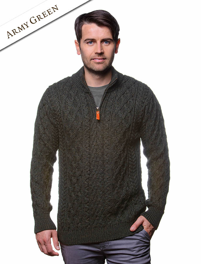 Zip-Neck Aran Sweater