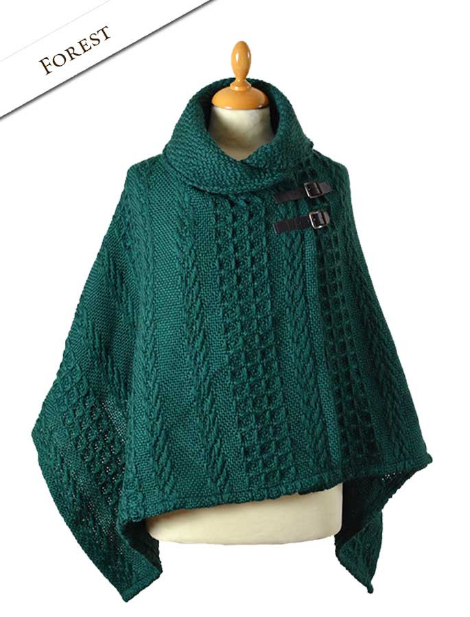 Womens Shawl Collar Wool Poncho | Clanarans
