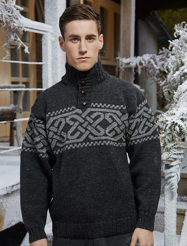 Irish Troyer Sweater, Irish zip Sweaters | Clan Aran