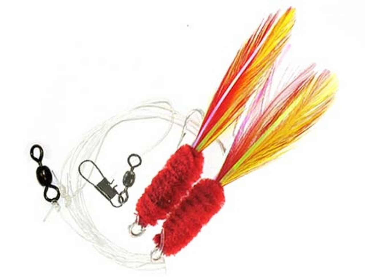 10 pieces Shrimp Fly Rigs 5/0 Hook 5 White & 5 Red Yellow Rockfish Baits Combo 