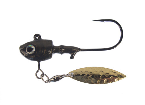 Mr B 1/4oz Roundbend Underspin Swimbait Head Gold Blade