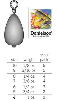 Danielson Bass Casting Sinkers Fishing Weight, 3/8 oz., 4-pack