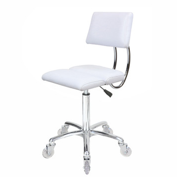 Dove White Salon Stool - Chrome Base Dove White Salon Stool - Chrome Base