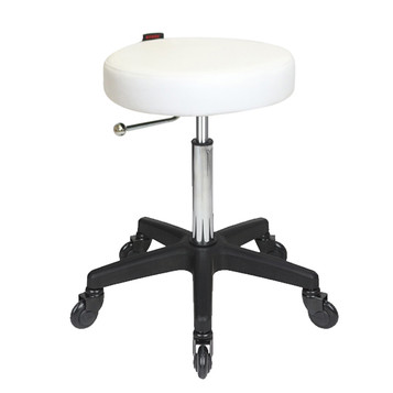 Turbo White Salon Stool - Black Base - Click'n Clean Castor Wheels Turbo White Salon Stool - Black Base - Click'n Clean Castor Wheels
