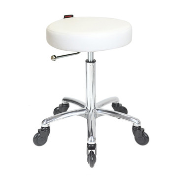 Turbo White Salon Stool - Chrome Base - Click'n Clean Castor Wheels Turbo White Salon Stool - Chrome Base - Click'n Clean Castor Wheels