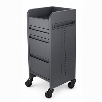 Fusion Black 4 Drawer Hairdressing Beauty Trolley - Black - Click'n Clean Castor Wheels