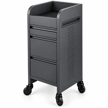 Fusion Black 4 Drawer Hairdressing Beauty Trolley - Black - Click'n Clean Castor Wheels