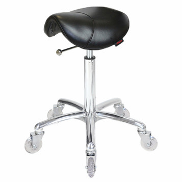 Saddle Black Salon Stool - Chrome Base Saddle Black Salon Stool - Chrome Base