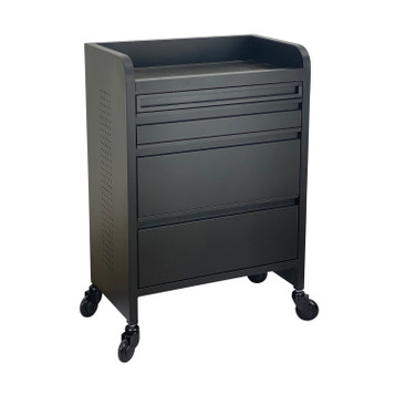 Fusion PLUS Black 4 Drawer Hairdressing Beauty Trolley - Click & Clean Wheels Fusion PLUS Black 4 Drawer Hairdressing Beauty Trolley - Click & Clean Wheels