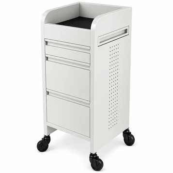 Fusion White 4 Drawer Hairdressing Beauty Trolley - White - Click'n Clean Castor Wheels