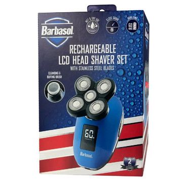Barbasol Rechargeable LCD Head Shaver Set With Stainless Steel Blades Barbasol Rechargeable LCD Head Shaver Set With Stainless Steel Blades