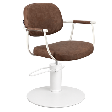 Chelsea Tan Upholstery - White Frame Styling Chair - Hydraulic