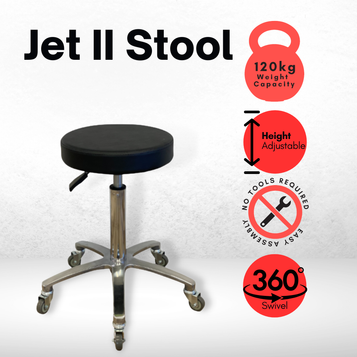 Jet II Black Salon Stool - Chrome Base