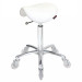 Saddle White Salon Stool - Chrome Base Saddle White Salon Stool - Chrome Base