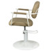Chelsea Sand Upholstery - White Frame Styling Chair - Hydraulic Chelsea Sand Upholstery - White Frame Styling Chair - Hydraulic