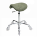Saddle No Back - Forest Green Salon Stool - Chrome Base