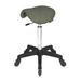 Saddle Forest Green Salon Stool NO Back - Black Base - Click'n Clean Castor Wheels