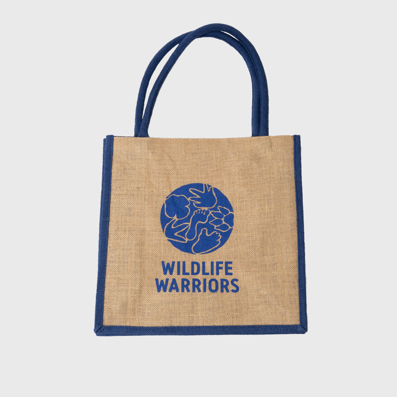 Jute Tote Bag Wildlife Warriors Blue