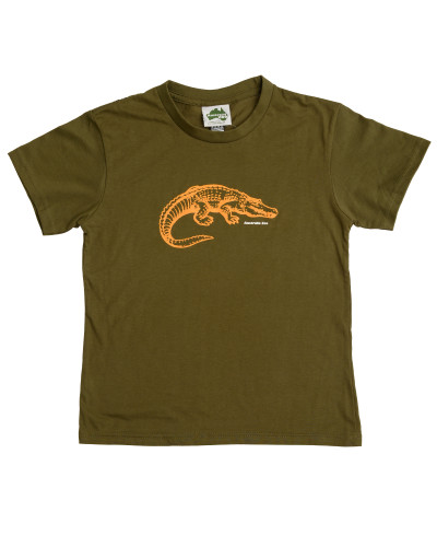 Crocodile Sketch T-Shirt Army Green Kids