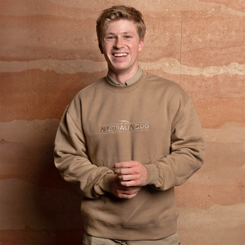 Australia Zoo Established 1970 Crew Neck Jumper 320gsm Sand