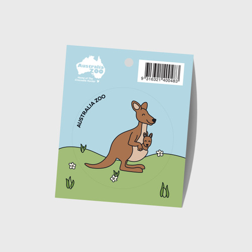 Australia Zoo Round Sticker - Kangaroo