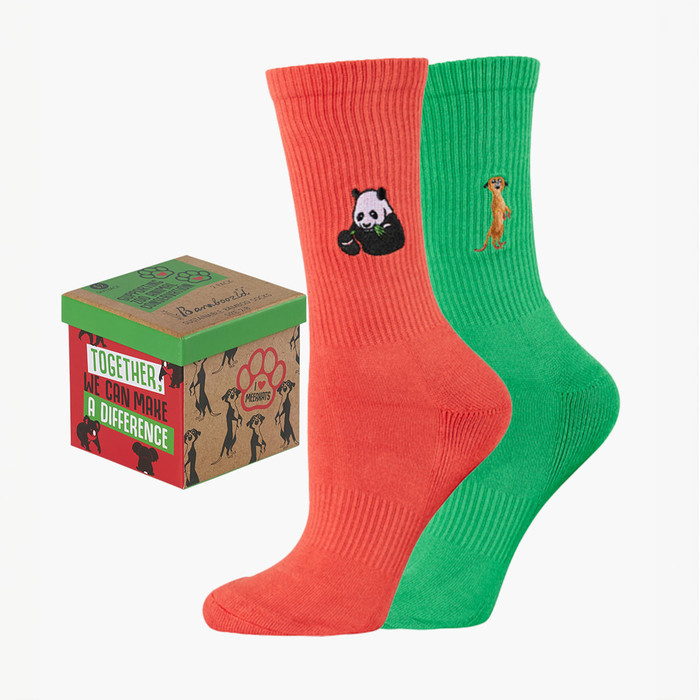 Bamboozld Socks Conservation 2Pk Meerkat/Panda