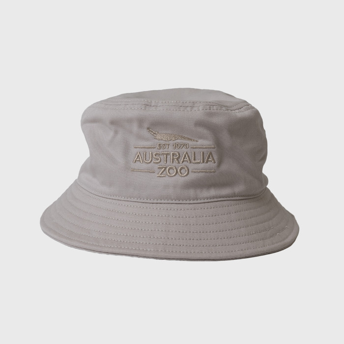 Bucket Hat Australia Zoo 1970 Embroidered Natural