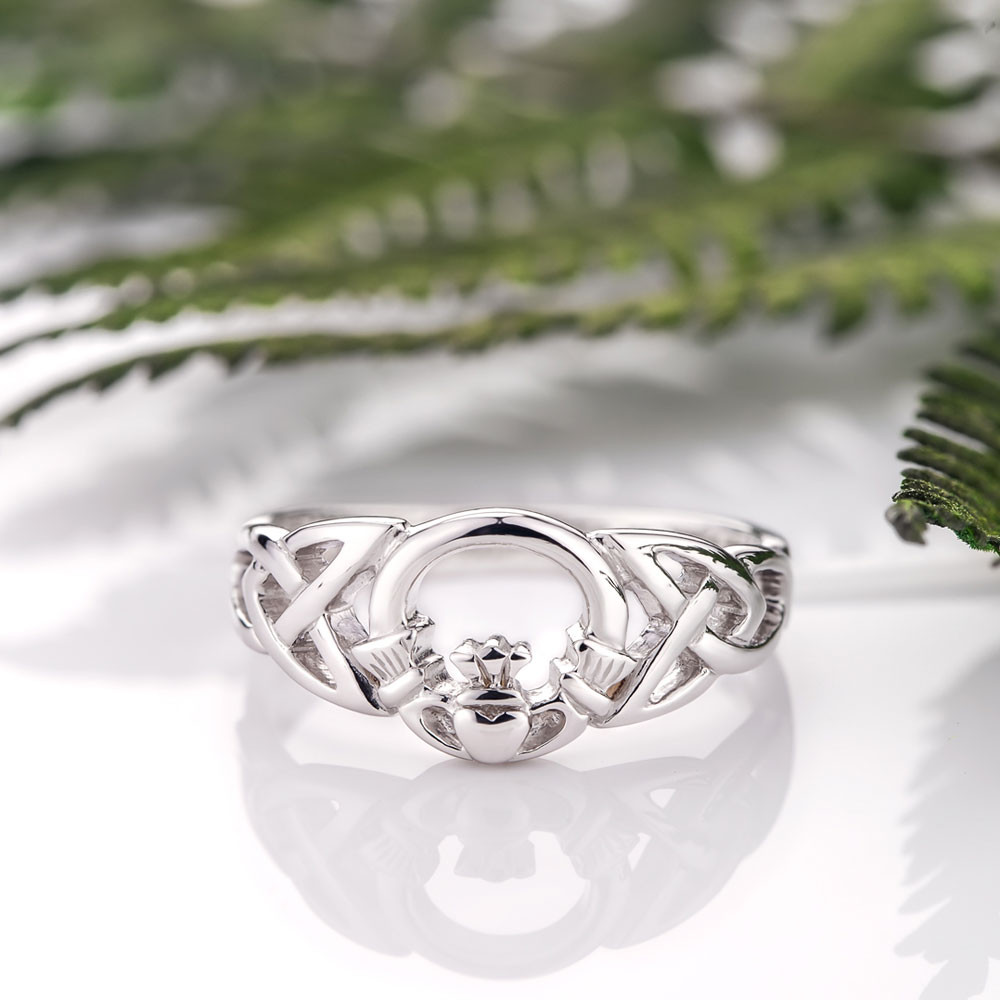 Claddagh Ring Silver Celtic with Claddagh Front - Main Image